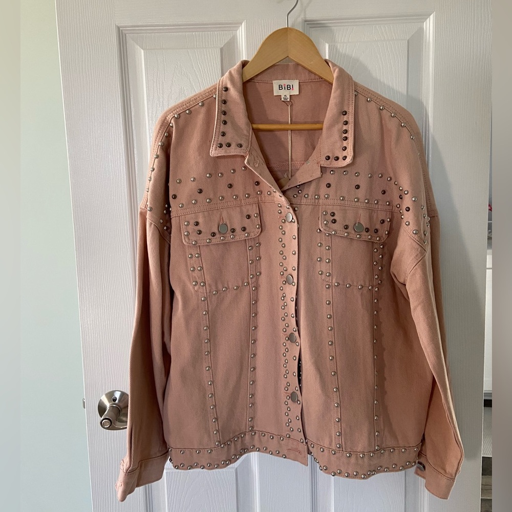 BiBi studded pink cotton jean jacket